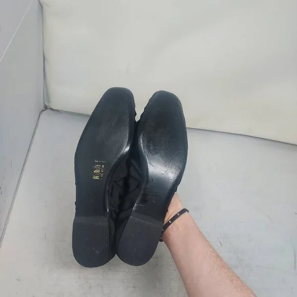 TOTEME Black Ruched Satin Ballerina Flat Shoe